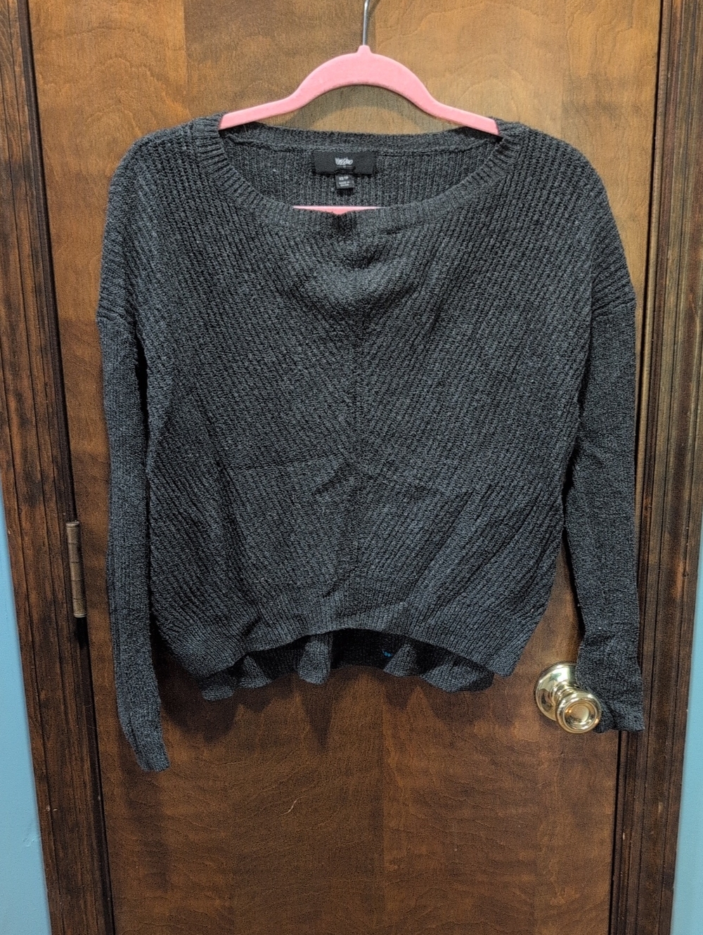 Charcoal Knit Ribbed Sweater Womens
